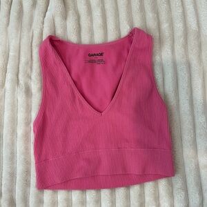 Garage hot pink v neck tank top cropped